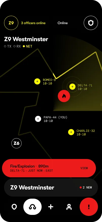 OnSiren real-time incident map with live officer positions